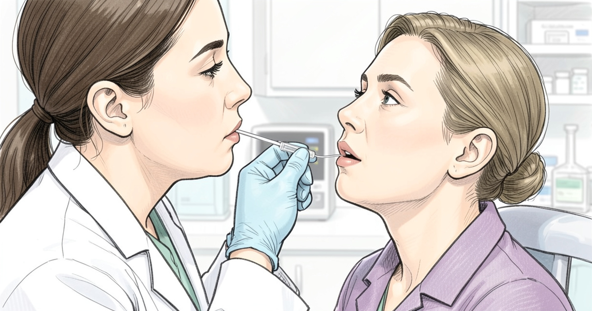 Prélèvement nasopharyngé pour diagnostic de la coqueluche en laboratoire médical