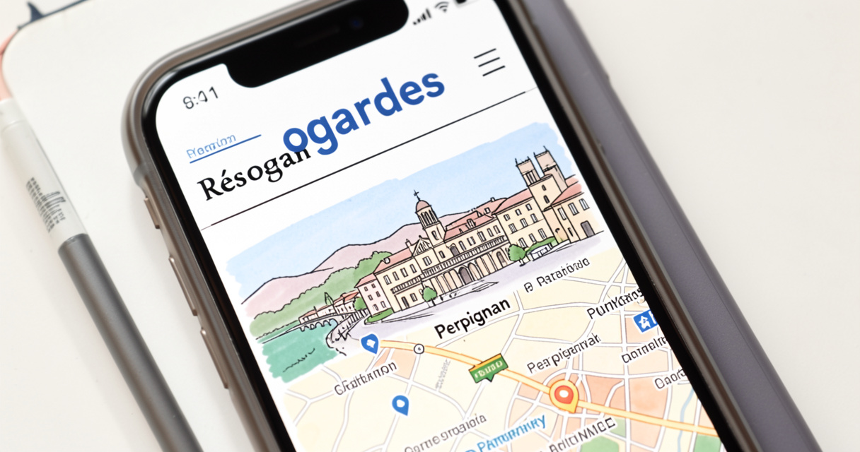 Écran du site Résogardes affichant la carte des pharmacies de garde à Perpignan