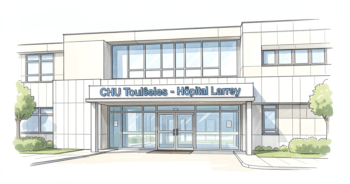 Entrée de l'hôpital Larrey à Toulouse, spécialités pneumologie et chirurgie thoracique