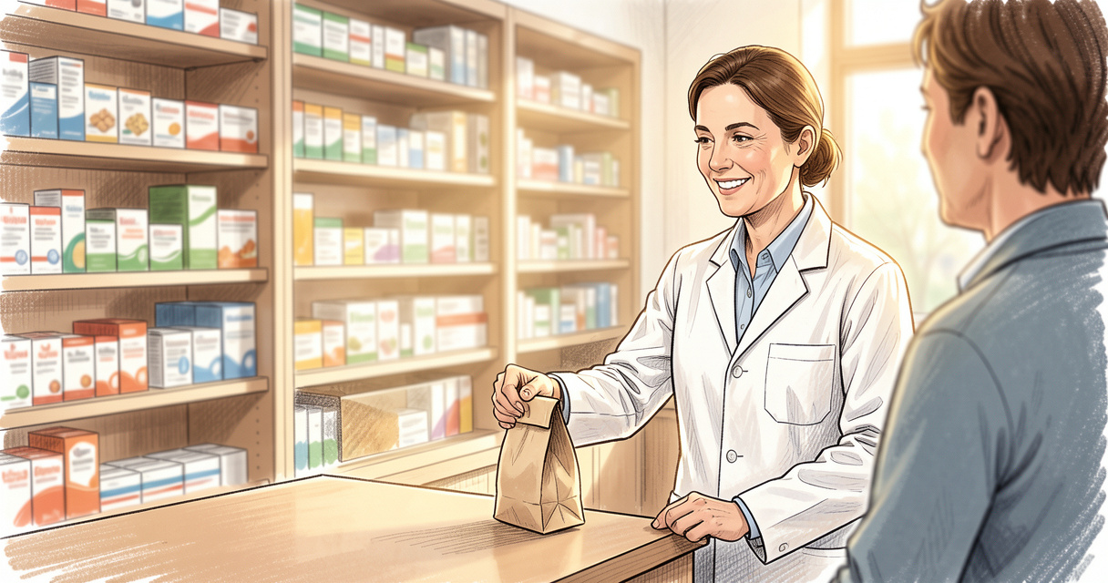 Un pharmacien de garde à Bordeaux conseille une patiente au comptoir